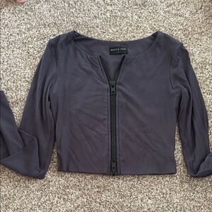White Fox Boutique Charcoal Zip-Up Top